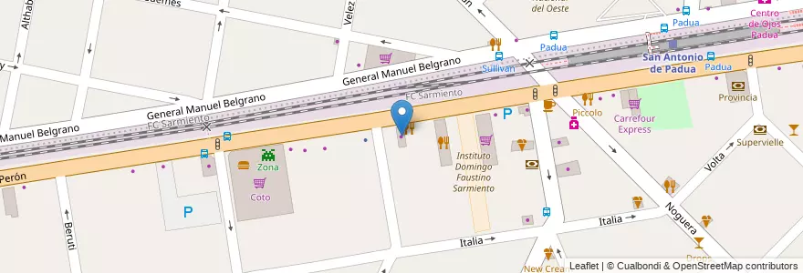 Mapa de ubicacion de Power Bike en Argentinië, Buenos Aires, Partido De Merlo, San Antonio De Padua.