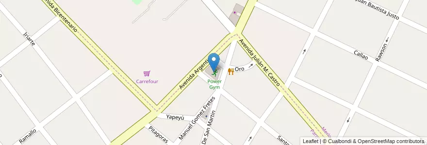 Mapa de ubicacion de Power Gym en الأرجنتين, بوينس آيرس, Partido De Merlo, Merlo.