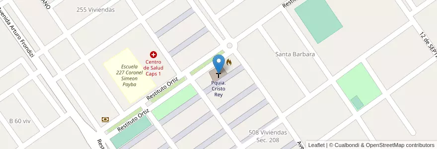 Mapa de ubicacion de Pquia. Cristo Rey en 阿根廷, Corrientes, Departamento Paso De Los Libres, Municipio De Paso De Los Libres.