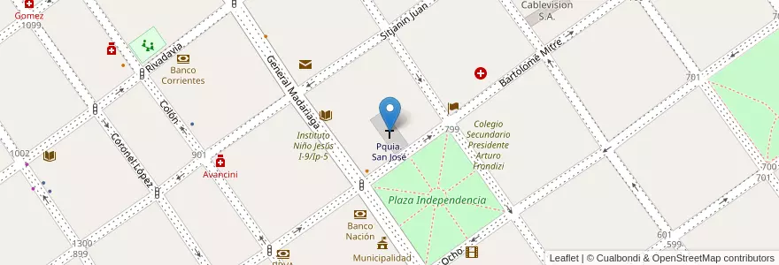 Mapa de ubicacion de Pquia. San José en Arjantin, Corrientes, Departamento Paso De Los Libres, Municipio De Paso De Los Libres.
