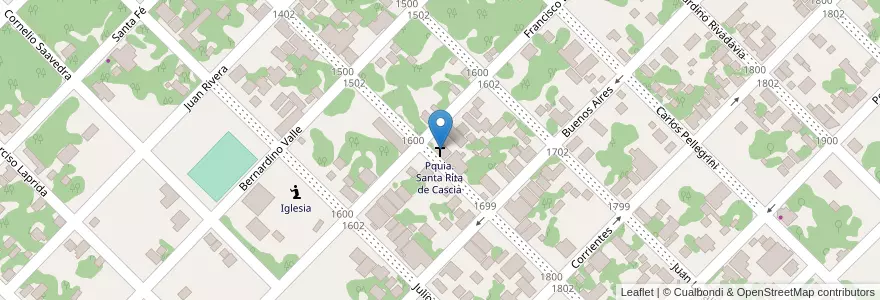 Mapa de ubicacion de Pquia. Santa Rita de Cascia en 阿根廷, Corrientes, Departamento Ituzaingó, Municipio De Ituzaingó.