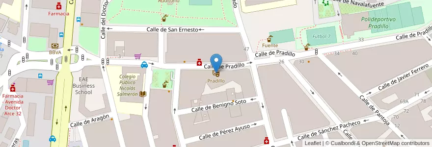 Mapa de ubicacion de Pradillo en Испания, Мадрид, Мадрид, Área Metropolitana De Madrid Y Corredor Del Henares, Мадрид.