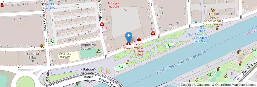 Mapa de ubicacion de Praxis en España, Euskadi, Bizkaia, Bilboaldea, Bilbao.