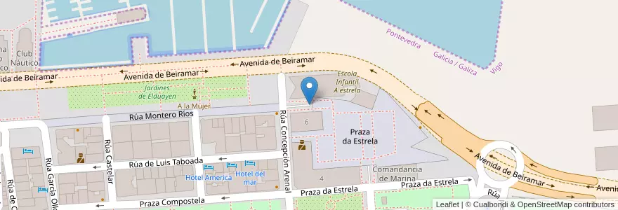 Mapa de ubicacion de Praza da Estrela en اسپانیا, Vigo.