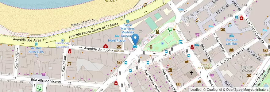 Mapa de ubicacion de Praza de Pontevedra en 스페인, Galicia / Galiza, A Coruña, A Coruña, A Coruña.