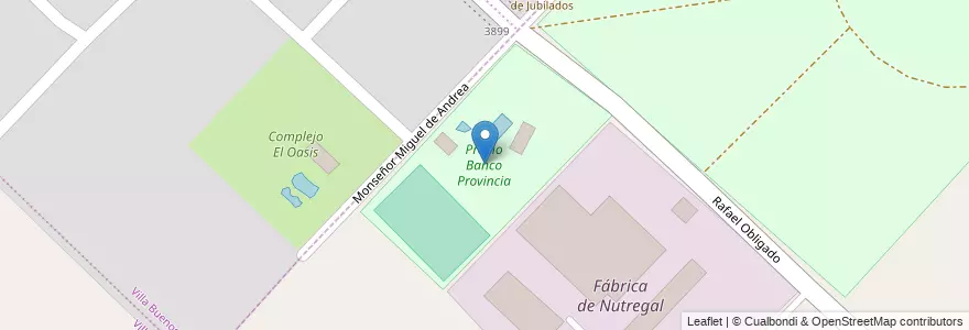 Mapa de ubicacion de Predio Banco Provincia en Arjantin, Buenos Aires, Partido De Bahía Blanca, Grünbein.