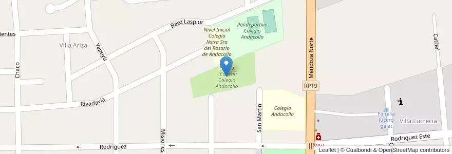 Mapa de ubicacion de Predio - Cancha Colegio Andacollo en 아르헨티나, San Juan, 칠레, Chimbas.