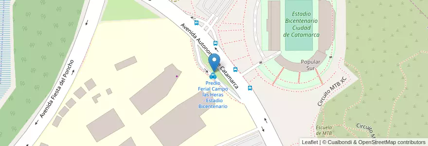 Mapa de ubicacion de Predio Ferial Campo las Heras - Estadio Bicentenario en 아르헨티나, Catamarca, Departamento Capital, Municipio De San Fernando Del Valle De Catamarca, San Fernando Del Valle De Catamarca.