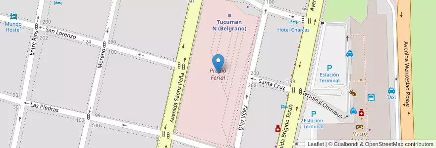 Mapa de ubicacion de Predio Ferial en アルゼンチン, トゥクマン州, San Miguel De Tucumán, Departamento Capital, San Miguel De Tucumán.