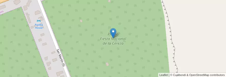 Mapa de ubicacion de Predio Fiesta Nacional de la Cereza en Arjantin, Santa Cruz, Şili, Lago Buenos Aires, Los Antiguos, Los Antiguos.