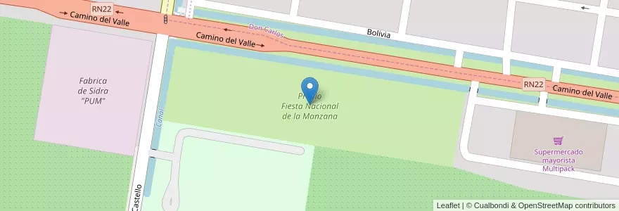 Mapa de ubicacion de Predio Fiesta Nacional de la Manzana en Arjantin, Río Negro, General Roca, Departamento General Roca.
