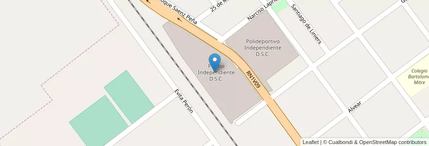 Mapa de ubicacion de Predio Independiente D.S.C. en Argentinië, Córdoba, Departamento Tercero Arriba, Pedanía Zorros, Municipio De Oliva, Oliva.