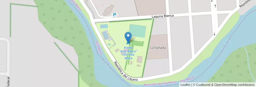 Mapa de ubicacion de Predio "Jose Riesco" CEC Villa María en Argentinië, Córdoba, Departamento General San Martín, Pedanía Villa María, Municipio De Villa María, Villa María.