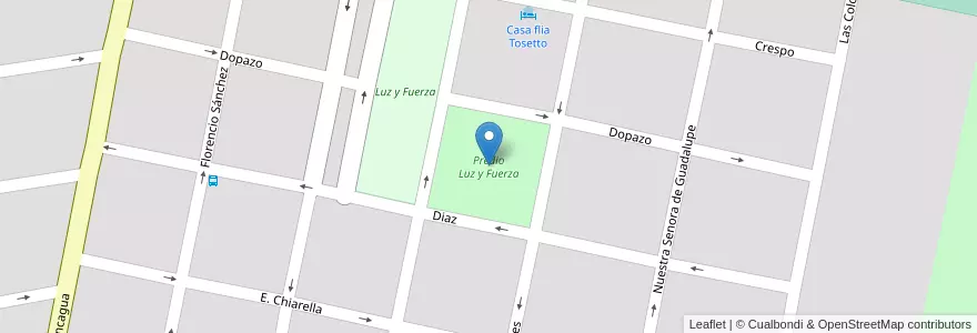 Mapa de ubicacion de Predio Luz y Fuerza en Argentine, Santa Fe, Departamento Castellanos, Municipio De Rafaela.