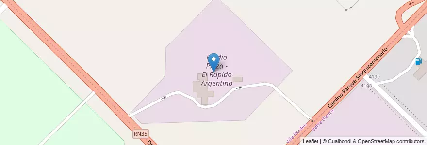 Mapa de ubicacion de Predio Plaza - El Rápido Argentino en Argentine, Province De Buenos Aires, Partido De Bahía Blanca, Villa Bordeu.