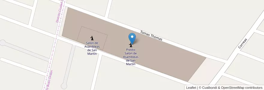 Mapa de ubicacion de Predio Salón de Asambleas de San Martín en Arjantin, Şili, Mendoza, Departamento San Martín, Distrito Buen Orden.