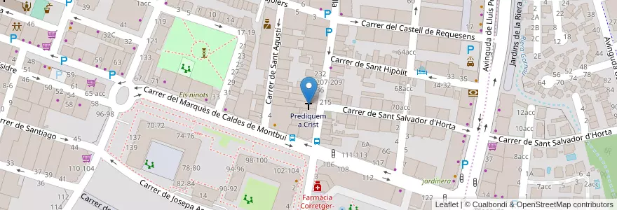 Mapa de ubicacion de Prediquem a Crist en İspanya, Catalunya, Girona, Gironès, Girona.