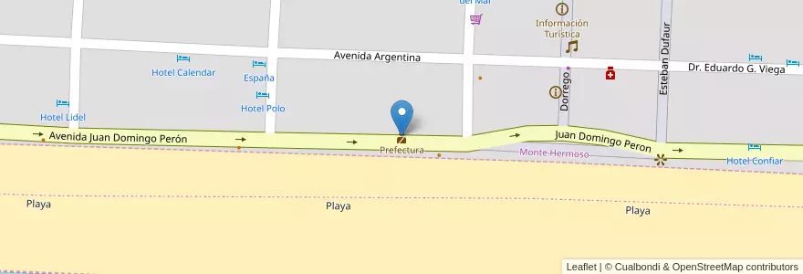Mapa de ubicacion de Prefectura en Arjantin, Buenos Aires, Partido De Monte Hermoso, Monte Hermoso.