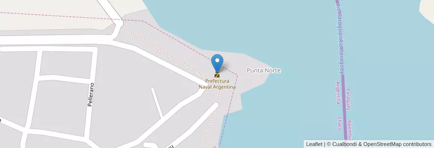 Mapa de ubicacion de Prefectura Naval Argentina en 아르헨티나, Chaco, Departamento Bermejo, Municipio De Isla Del Cerrito, Isla Del Cerrito.