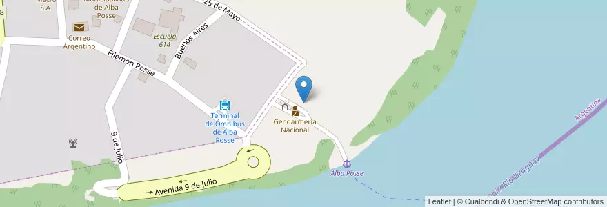 Mapa de ubicacion de Prefectura Naval Argentina en Бразилия, Южный Регион, Риу-Гранди-Ду-Сул, Região Geográfica Intermediária De Ijui, Região Geográfica Imediata De Santa Rosa, Porto Mauá.
