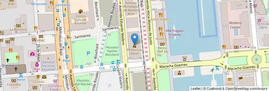 Mapa de ubicacion de Prefectura Naval, Puerto Madero en الأرجنتين, Ciudad Autónoma De Buenos Aires, Comuna 1, Buenos Aires.