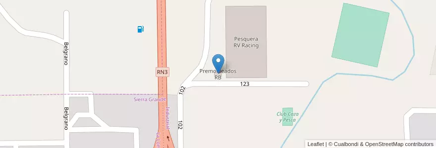 Mapa de ubicacion de Premoldeados RB en Аргентина, Рио-Негро, Departamento San Antonio, Sierra Grande, Sierra Grande.