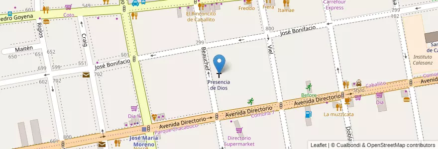 Mapa de ubicacion de Presencia de Dios, Caballito en الأرجنتين, Ciudad Autónoma De Buenos Aires, Buenos Aires, Comuna 6.