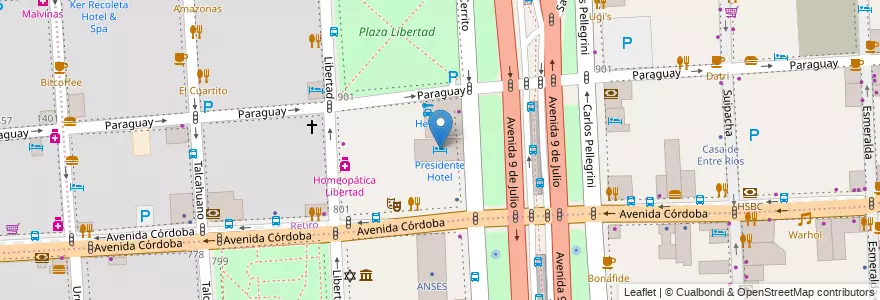 Mapa de ubicacion de Presidente Hotel, Retiro en アルゼンチン, Ciudad Autónoma De Buenos Aires, Comuna 1, ブエノスアイレス.