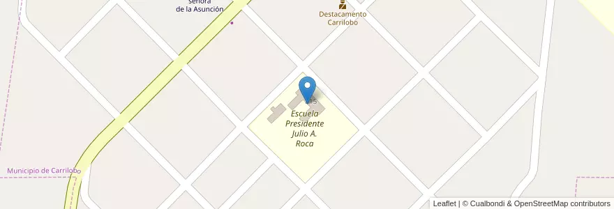 Mapa de ubicacion de Presidente Julio A. Roca en الأرجنتين, Córdoba, Departamento Río Segundo, Pedanía Calchín, Municipio De Carrilobo.