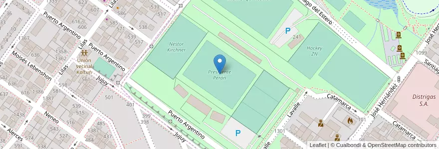 Mapa de ubicacion de Presidente Perón en アルゼンチン, チリ, サンタクルス州, Humedal, Mercado De La Ciudad, Deseado, Caleta Olivia.