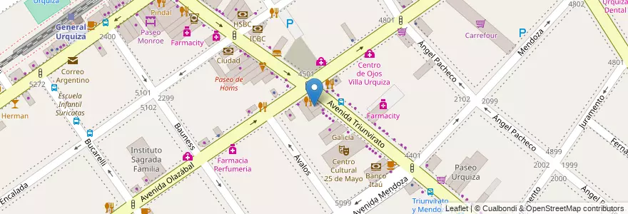 Mapa de ubicacion de Prestigo, Villa Urquiza en 阿根廷, Ciudad Autónoma De Buenos Aires, Comuna 12, 布宜诺斯艾利斯.