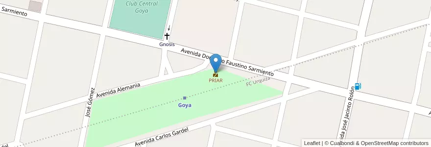Mapa de ubicacion de PRIAR en アルゼンチン, コリエンテス州, Departamento Goya, Municipio De Goya.
