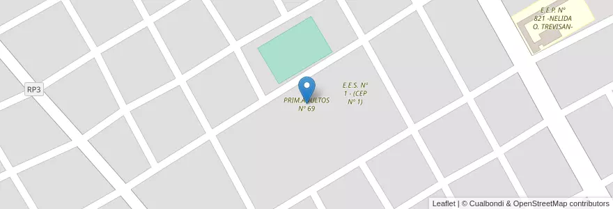 Mapa de ubicacion de PRIM.ADULTOS Nº 69 en Аргентина, Чако, Departamento General Güemes, Municipio De El Sauzalito, El Sauzalito.