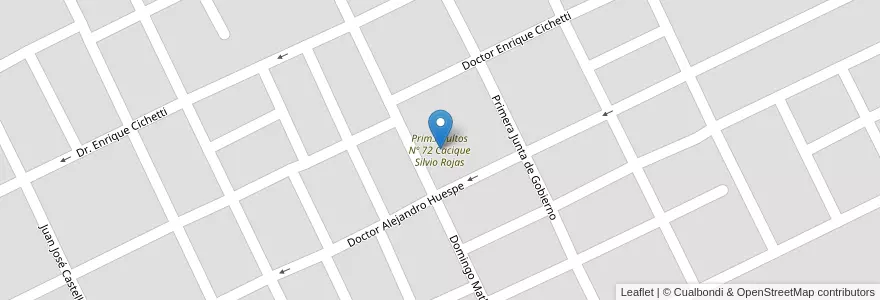 Mapa de ubicacion de Prim.Adultos Nº 72 Cacique Silvio Rojas en アルゼンチン, チャコ州, Departamento General Güemes, Municipio De Juan José Castelli, Juan José Castelli, Juan Jose Castelli.