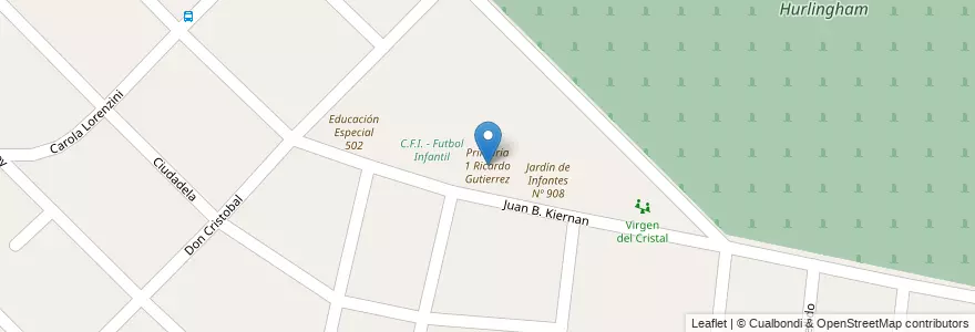 Mapa de ubicacion de Primaria 1 Ricardo Gutierrez en 阿根廷, 布宜诺斯艾利斯省, Partido De Hurlingham, Villa Tesei.