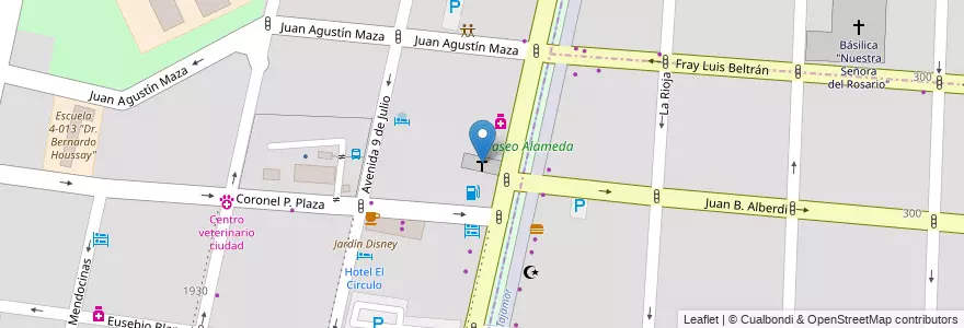 Mapa de ubicacion de Primera Iglesia Bautista de Mendoza en Arjantin, Şili, Mendoza, Departamento Capital, Ciudad De Mendoza.