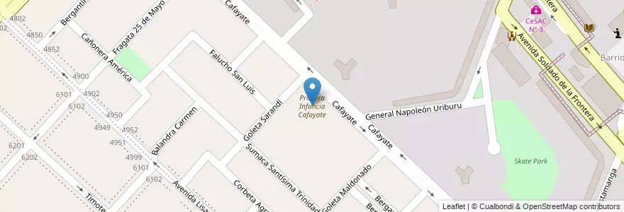 Mapa de ubicacion de Primera Infancia Cafayate, Villa Lugano en Argentinien, Ciudad Autónoma De Buenos Aires, Buenos Aires, Comuna 8.