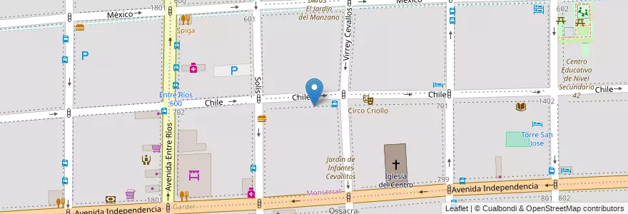 Mapa de ubicacion de Primera Infancia Chile, Montserrat en الأرجنتين, Ciudad Autónoma De Buenos Aires, Comuna 1, Buenos Aires.