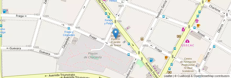 Mapa de ubicacion de Primera Infancia Espacio El Jardín de Teresa, Chacarita en 아르헨티나, Ciudad Autónoma De Buenos Aires, 부에노스아이레스, Comuna 15.