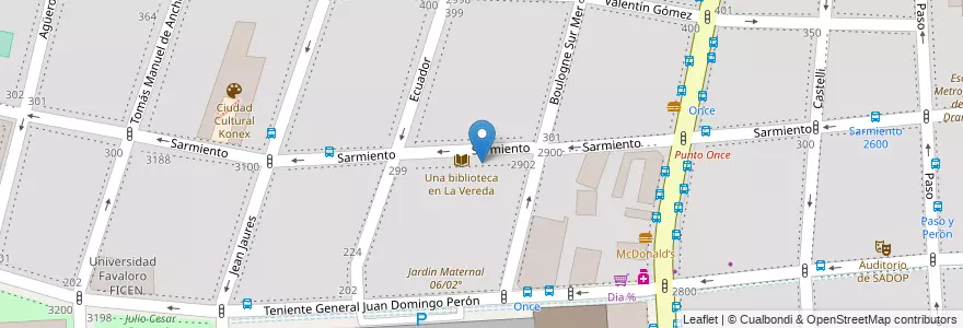 Mapa de ubicacion de Primera Infancia JM La Vereda, Balvanera en 아르헨티나, Ciudad Autónoma De Buenos Aires, Comuna 3, 부에노스아이레스.