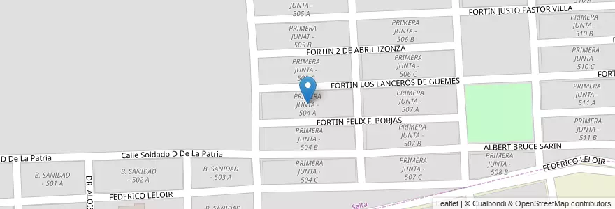 Mapa de ubicacion de PRIMERA JUNTA - 504 A en 阿根廷, Salta, Capital, Municipio De Salta.