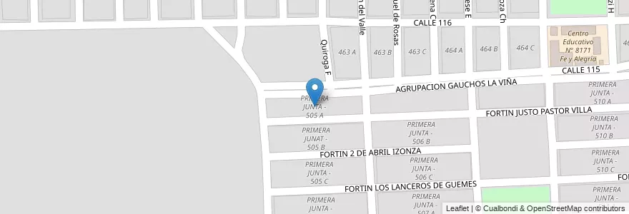 Mapa de ubicacion de PRIMERA JUNTA - 505 A en Argentinië, Salta, Capital, Municipio De Salta.