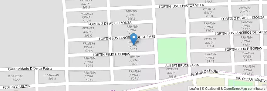 Mapa de ubicacion de PRIMERA JUNTA - 507 A en 아르헨티나, Salta, Capital, Municipio De Salta.