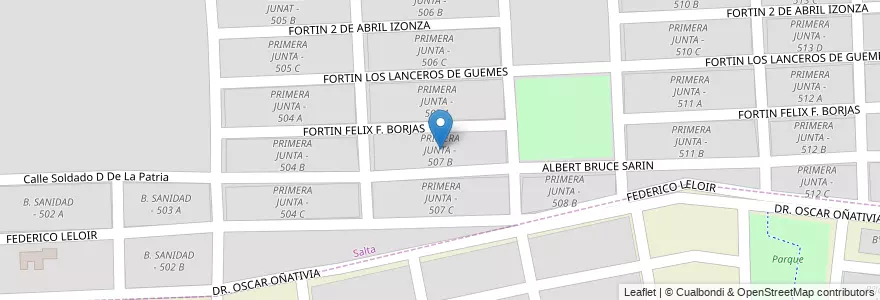 Mapa de ubicacion de PRIMERA JUNTA - 507 B en Argentinië, Salta, Capital, Municipio De Salta.