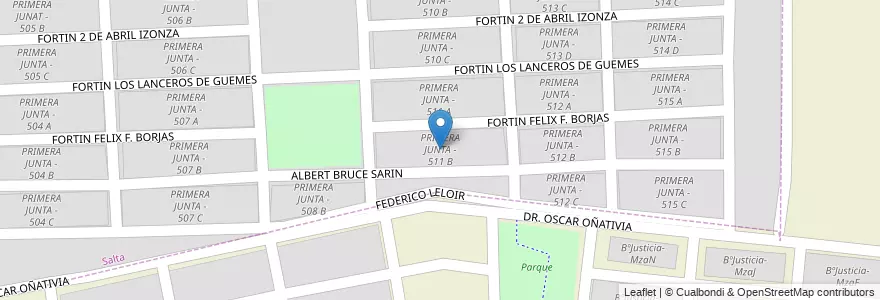 Mapa de ubicacion de PRIMERA JUNTA - 511 B en 아르헨티나, Salta, Capital, Municipio De Salta.