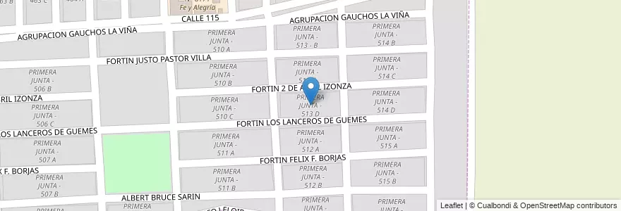 Mapa de ubicacion de PRIMERA JUNTA - 513 D en 阿根廷, Salta, Capital, Municipio De Salta.