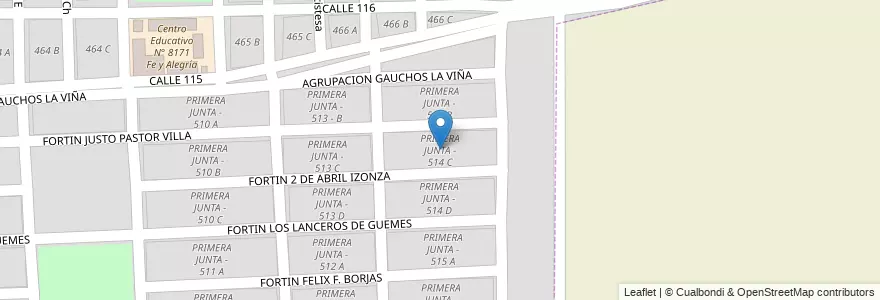 Mapa de ubicacion de PRIMERA JUNTA - 514 C en 阿根廷, Salta, Capital, Municipio De Salta.