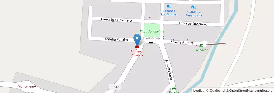 Mapa de ubicacion de Primeros Auxilios en Arjantin, Córdoba, Departamento San Alberto, Pedanía Panaholma, Comuna De Panaholma.