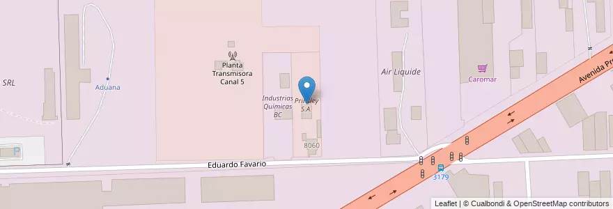 Mapa de ubicacion de Prinsley S.A. en Аргентина, Санта-Фе, Departamento Rosario, Municipio De Rosario, Росарио.