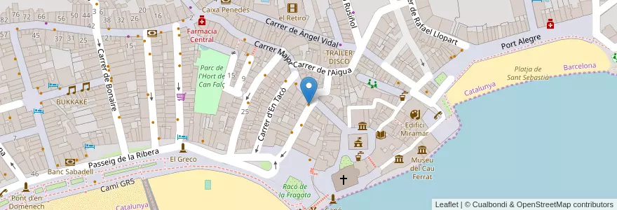Mapa de ubicacion de PRINZ en Espanha, Catalunha, Barcelona, Garraf, Sitges.